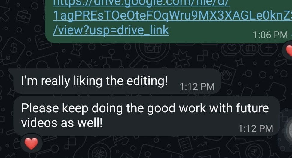 Client message: really liking the editing